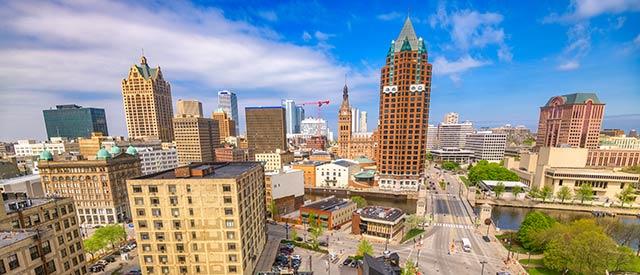 Downtown Milwaukee facing east