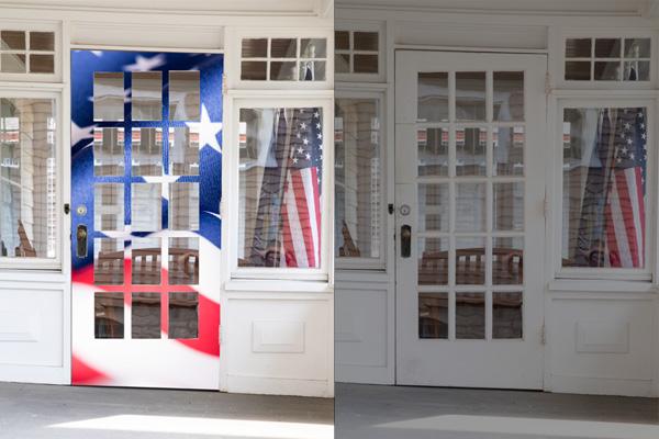 Veterans house door before and after redesign